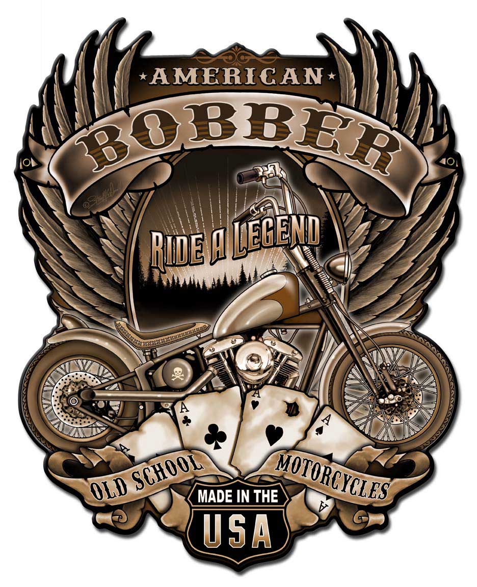 American Bobber Vintage Sign, Other, Metal Sign, Wall Art, 12 X 15 Inches
