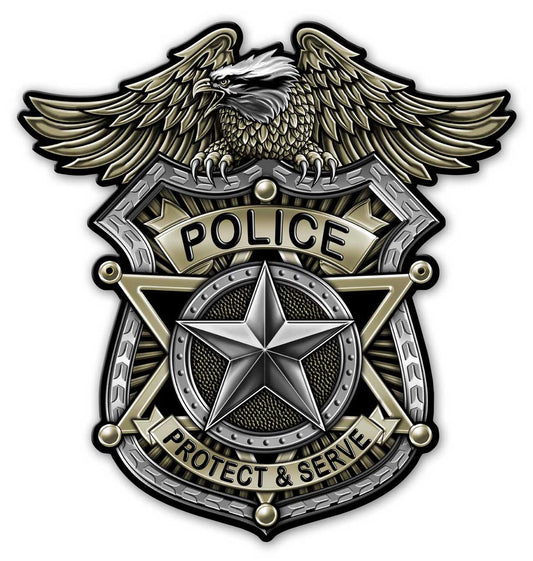 Police Badge Vintage Sign, Other, Metal Sign, Wall Art, 18 X 18 Inches
