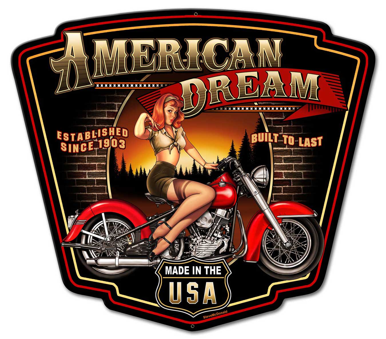 American Dream Vintage Sign, Other, Metal Sign, Wall Art, 24 X 21 Inches