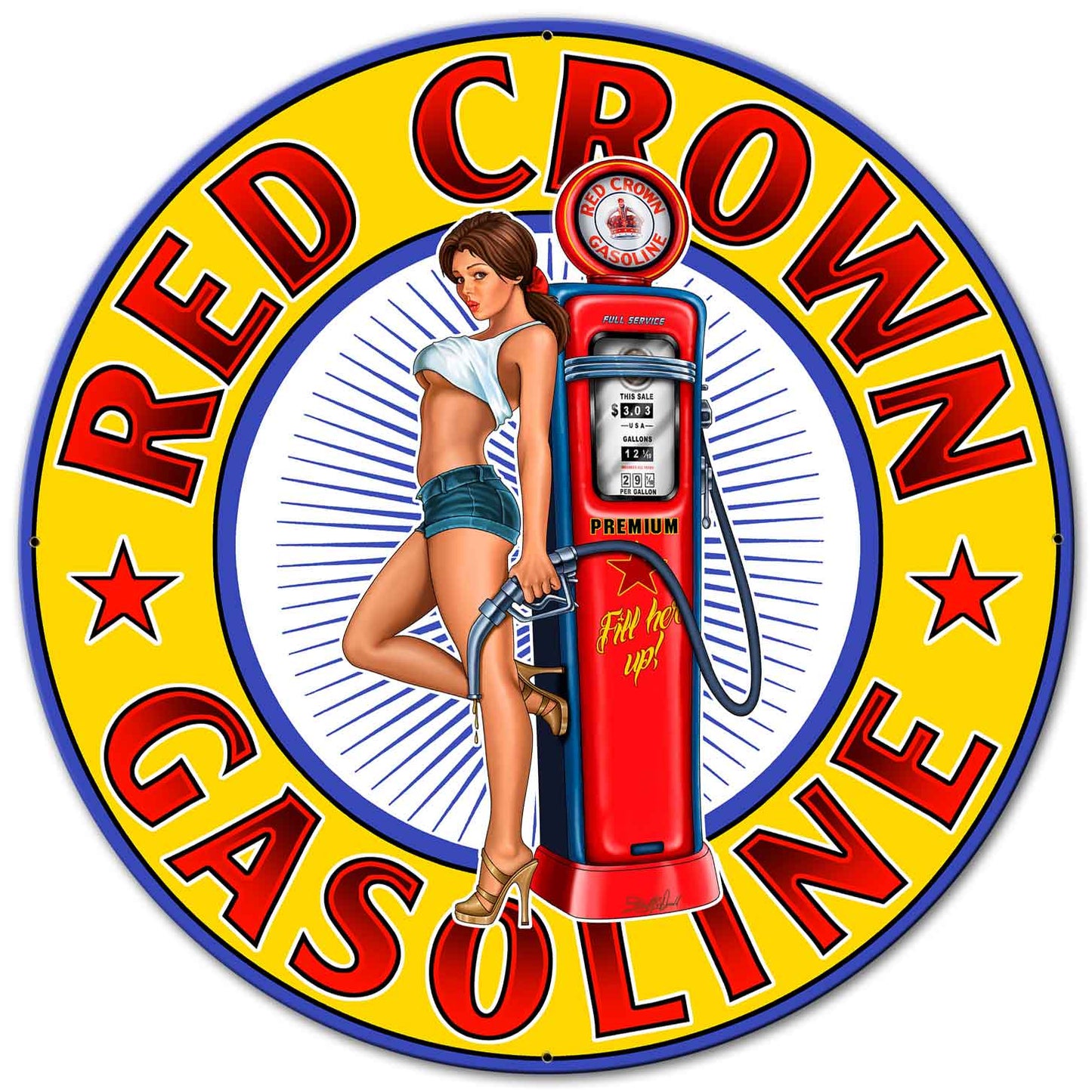 Red Crown New Vintage Sign, Other, Metal Sign, Wall Art, 30 X 30 Inches