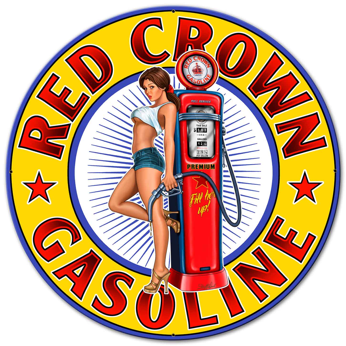 Red Crown New Vintage Sign, Other, Metal Sign, Wall Art, 30 X 30 Inches