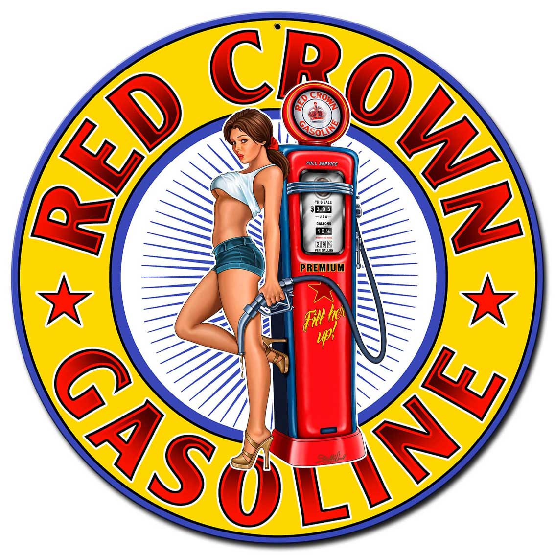 Red Crown New Vintage Sign, Other, Metal Sign, Wall Art, 24 X 24 Inches