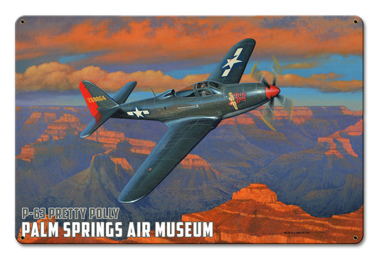 STK206 - P-63 PRETTY POLLY, Aviation, Metal Sign, Wall Art, 18 X 12 Inches