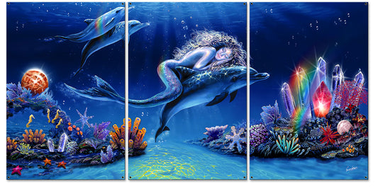 Dreaming Crystals Vintage Sign, Ocean and Beach, Metal Sign, Wall Art, 30 X 15 Inches