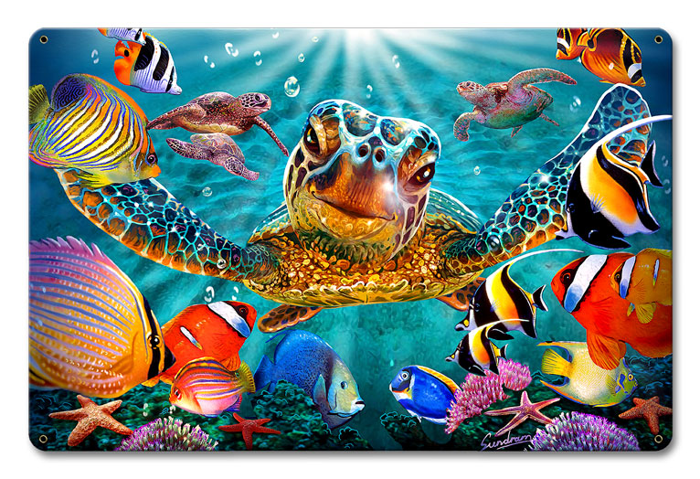 Tiny Bubbles Vintage Sign, Ocean and Beach, Metal Sign, Wall Art, 12 X 18 Inches