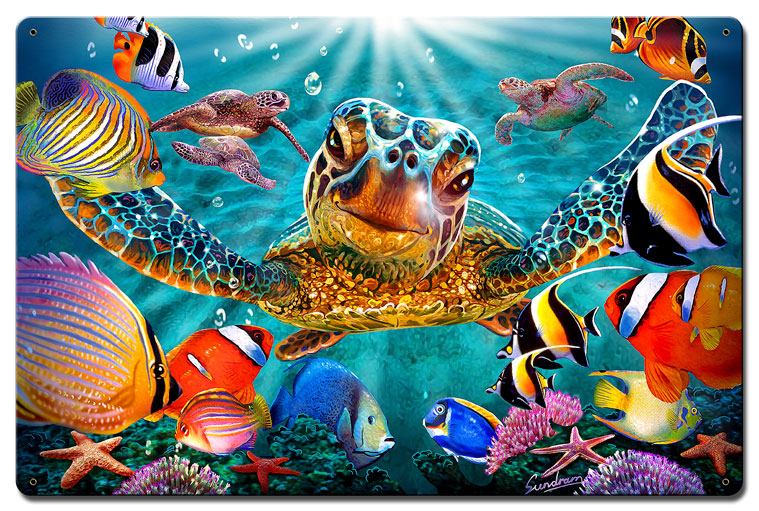 Tiny Bubbles Vintage Sign, Ocean and Beach, Metal Sign, Wall Art, 16 X 24 Inches