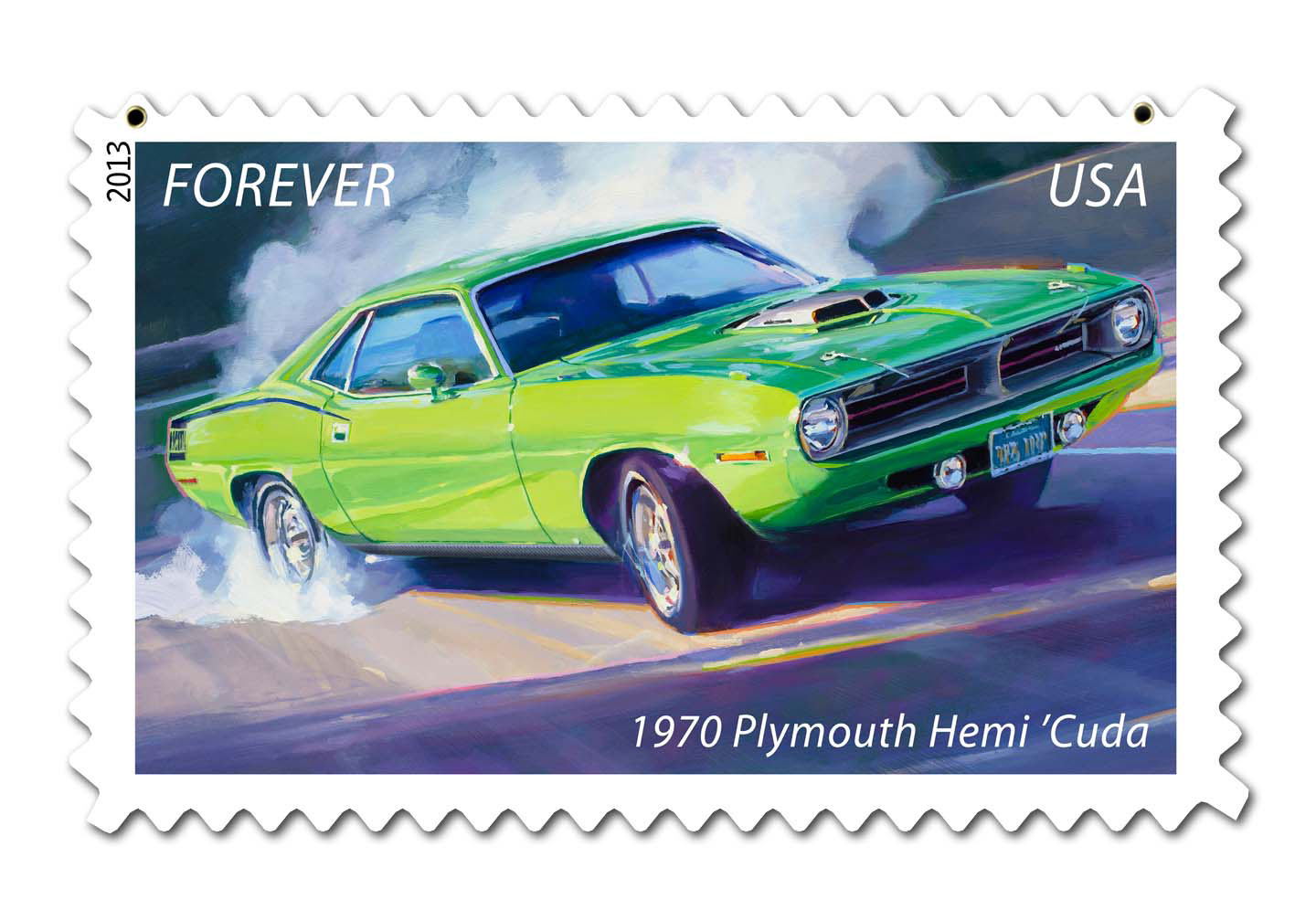 Hemi Cuda Stamp Vintage Sign, US Postal Service, Metal Sign, Wall Art, 18 X 12 Inches