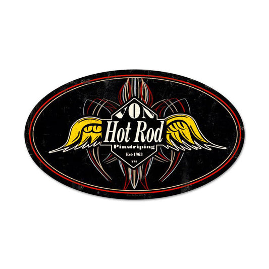 Pinstripe Oval, Automotive, Metal Sign, Wall Art, 24 X 14 Inches