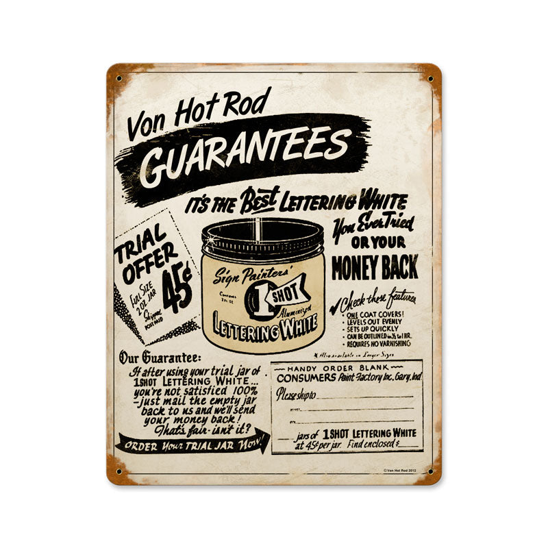 One Shot Paint, Automotive, Metal Sign, Wall Art, 12 X 15 Inches