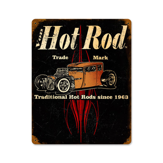 Von Hot Rod Trademark, Automotive, Metal Sign, Wall Art, 12 X 15 Inches