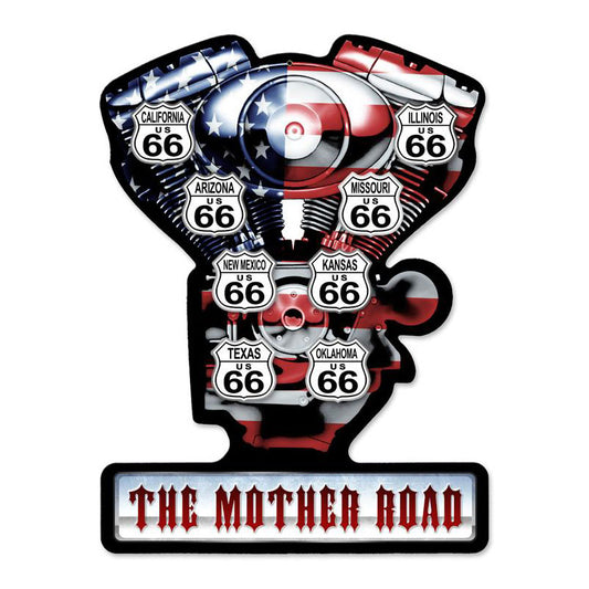 Mother Road Vintage Sign, Transportation, Metal Sign, Wall Art, 19 X 14 Inches