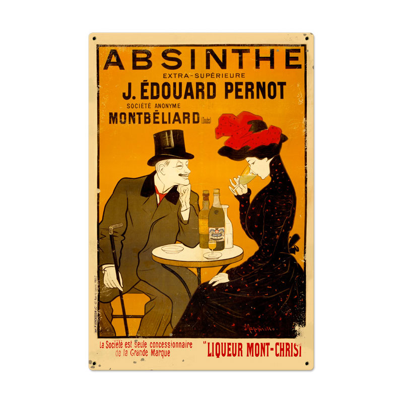 Absinthe Cafe Vintage Sign, Humor, Metal Sign, Wall Art, 24 X 36 Inches