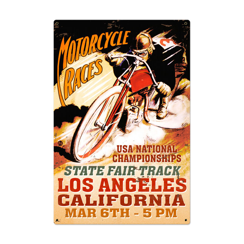 La Motorcycle Race Vintage Sign, Motorcycle, Metal Sign, Wall Art, 24 X 36 Inches