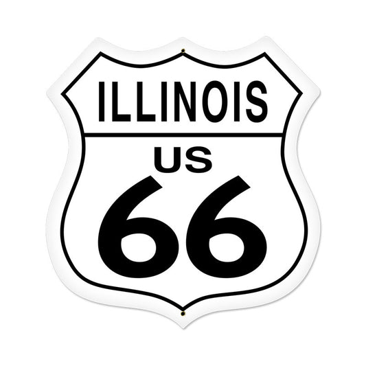 Illinois Route 66 Vintage Sign, Street Signs, Metal Sign, Wall Art, 28 X 28 Inches