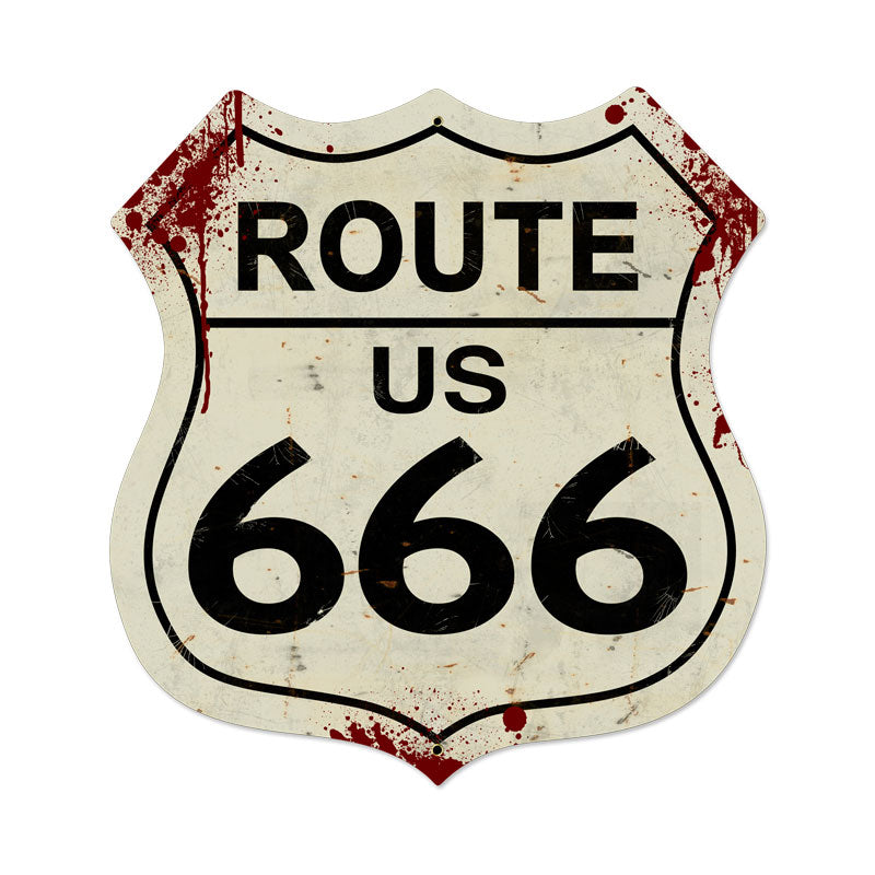 Route 666 Vintage Sign, Street Signs, Metal Sign, Wall Art, 28 X 28 Inches