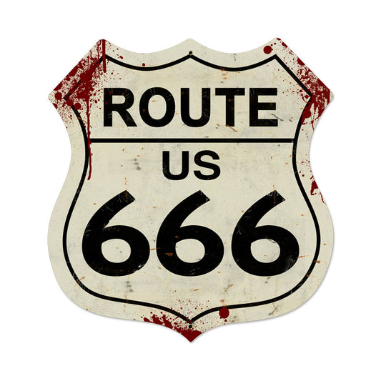 Route 666 Vintage Sign, Street Signs, Metal Sign, Wall Art, 28 X 28 Inches