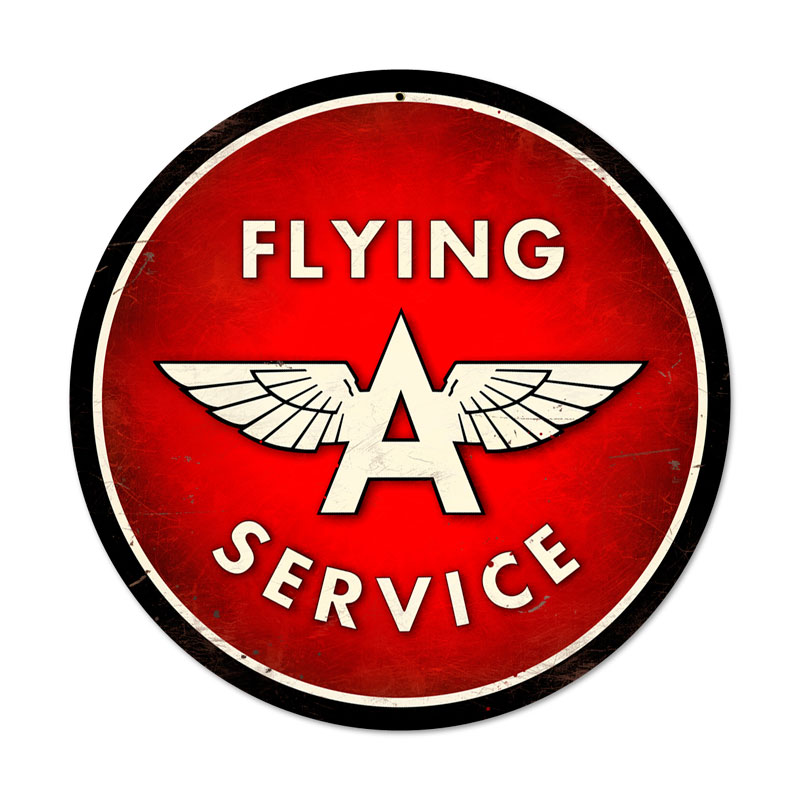 Flying A Vintage Sign, Transportation, Metal Sign, Wall Art, 28 X 28 Inches