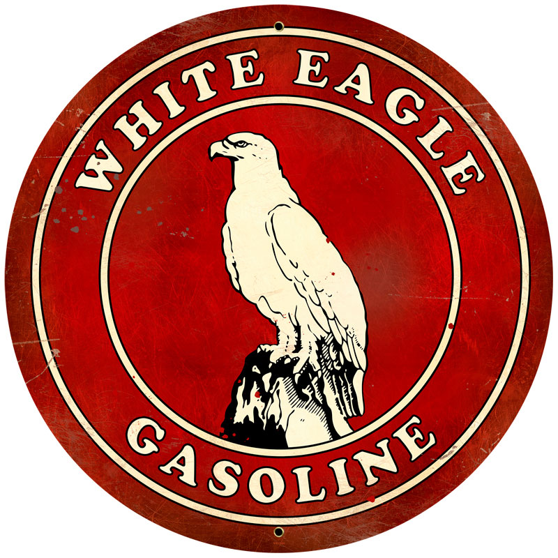 White Eagle Gasoline Vintage Sign, Oil & Petro, Metal Sign, Wall Art, 28 X 28 Inches
