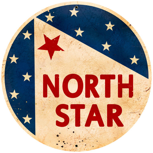North Star Gasoline Vintage Sign, Oil & Petro, Metal Sign, Wall Art, 28 X 28 Inches