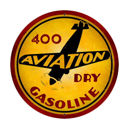 Aviation Gasoline Vintage Sign, Aviation, Metal Sign, Wall Art, 28 X 28 Inches