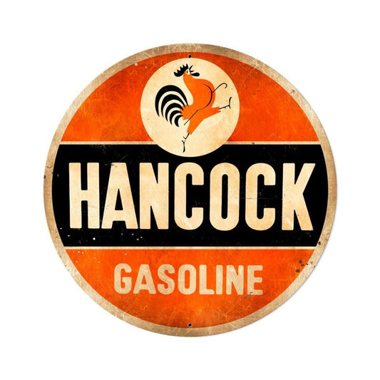 Hancock Old School Gasoline Vintage Sign, Oil & Petro, Metal Sign, Wall Art, 42 X 42 Inches