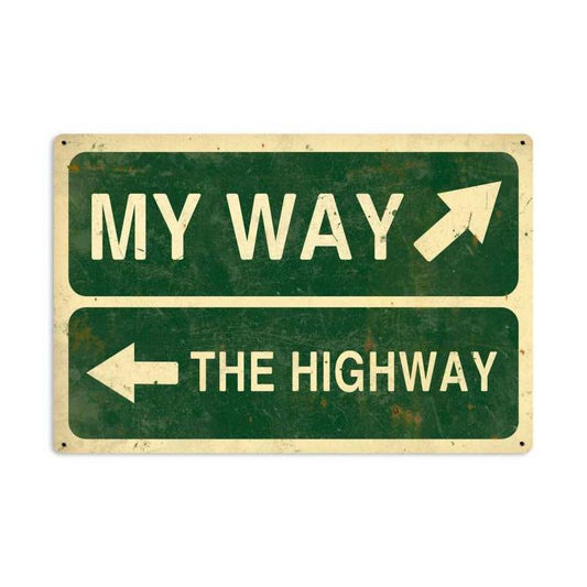 My Way Highway Vintage Sign, Home & Garden, Metal Sign, Wall Art, 36 X 24 Inches