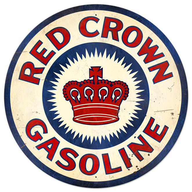 Red Crown Gas XL Vintage Sign, Oil & Petro, Metal Sign, Wall Art, 42 X 42 Inches
