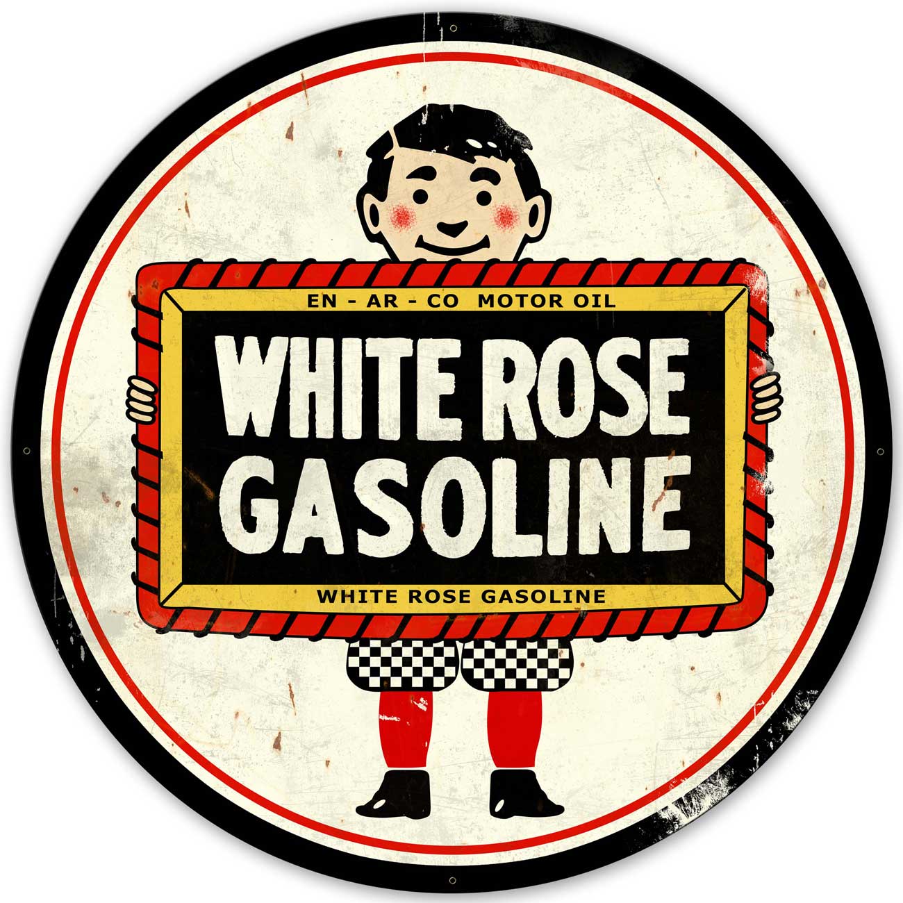 White Rose Gasoline Vintage Sign, Oil & Petro, Metal Sign, Wall Art, 42 X 42 Inches