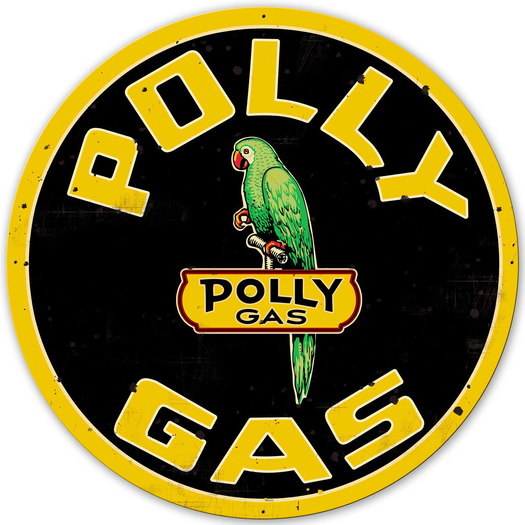 Polly Gas XL Vintage Sign, Oil & Petro, Metal Sign, Wall Art, 42 X 42 Inches