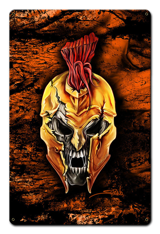 Spartan Skull Vintage Sign, Automotive, Metal Sign, Wall Art, 12 X 18 Inches