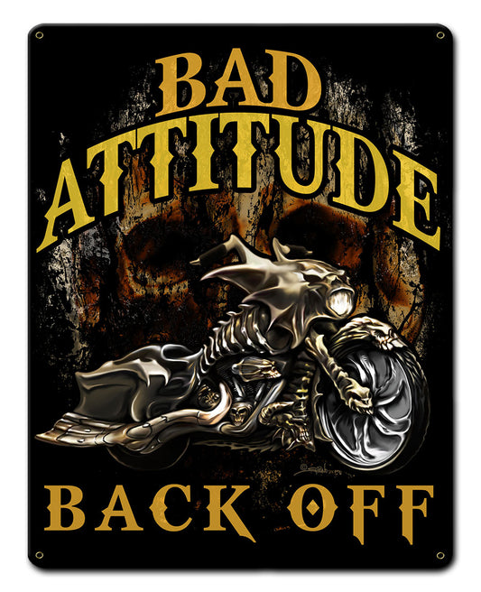 Bad Attitude Bad Ass Bagger Vintage Sign, Automotive, Metal Sign, Wall Art, 12 X 15 Inches
