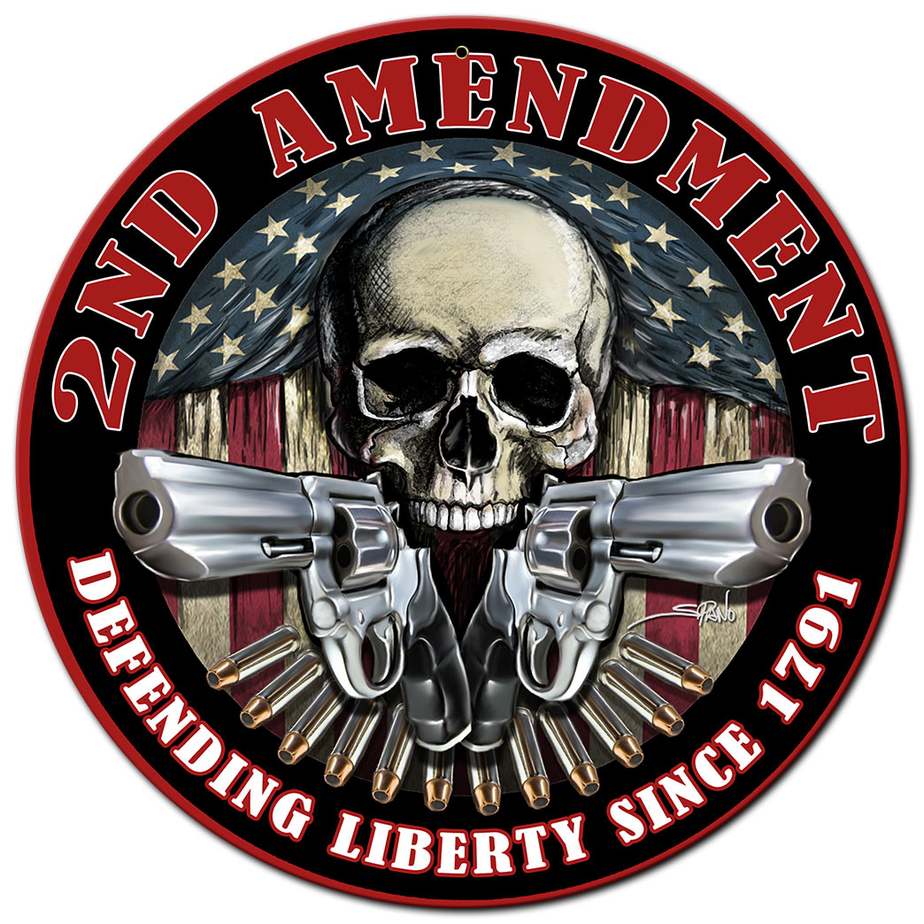 2Nd Amendment Defending Liberty Vintage Sign, Automotive, Metal Sign, Wall Art, 14 X 14 Inches