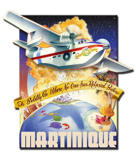 Boldly Go Seaplane Vintage Sign, Oil & Petro, Metal Sign, Wall Art, 12 X 16 Inches