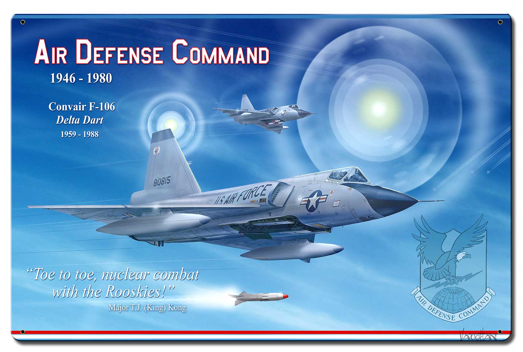 F-106 Air Defense Command Vintage Sign, Aviation, Metal Sign, Wall Art, 24 X 16 Inches