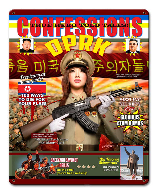 North Korea Magazine Vintage Sign, Aviation, Metal Sign, Wall Art, 12 X 15 Inches