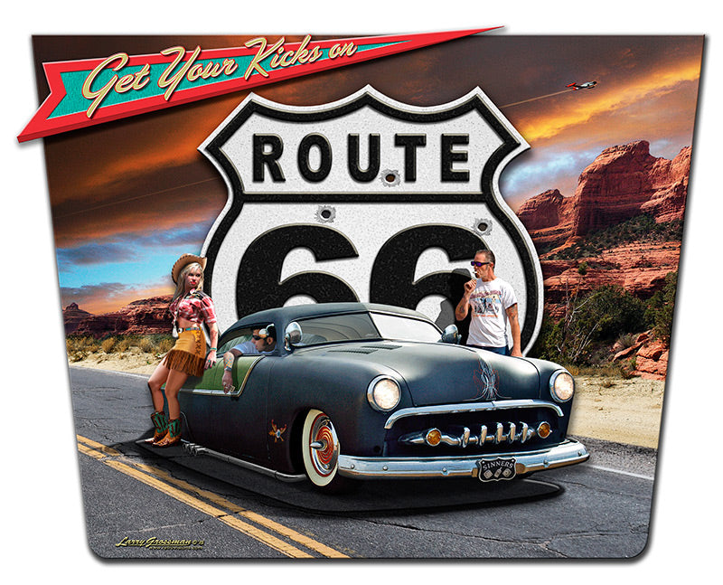 3-D KICKS ON 66 Vintage Sign, 3-D, Metal Sign, Wall Art, 15 X 20 Inches