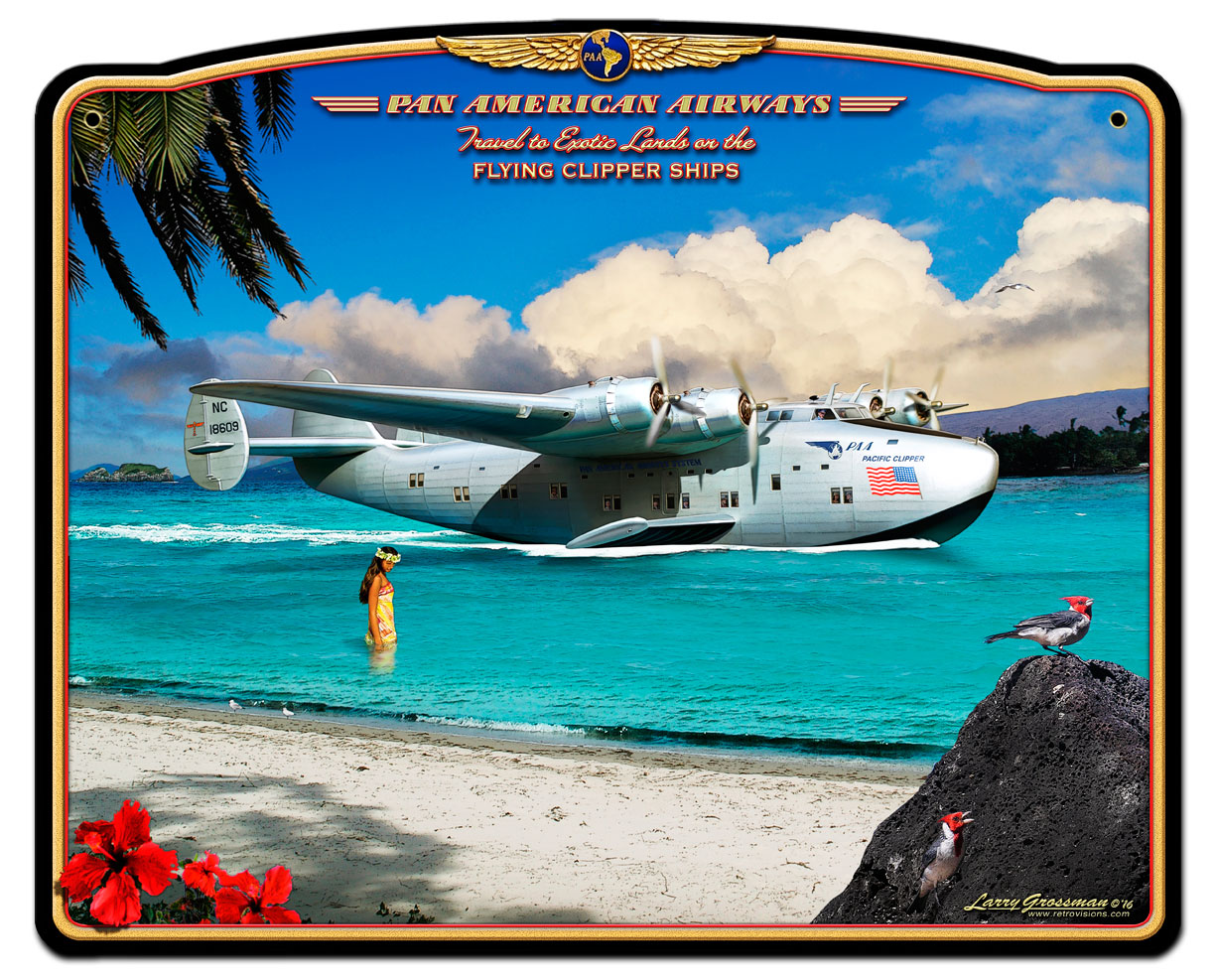 CLIPPER AIRPLANE Vintage Sign, Aviation, Metal Sign, Wall Art, 16 X 13 Inches