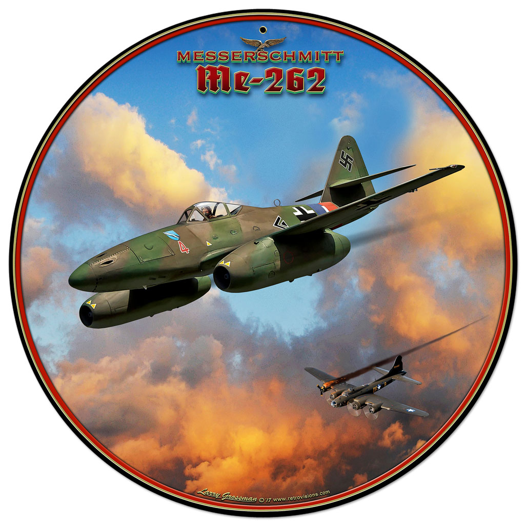 Me-262 Jet, Military, Metal Sign, Wall Art, 28 X 28 Inches