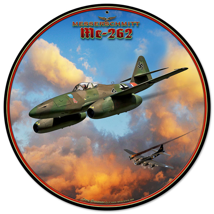 Me-262 Jet, Military, Metal Sign, Wall Art, 14 X 14 Inches
