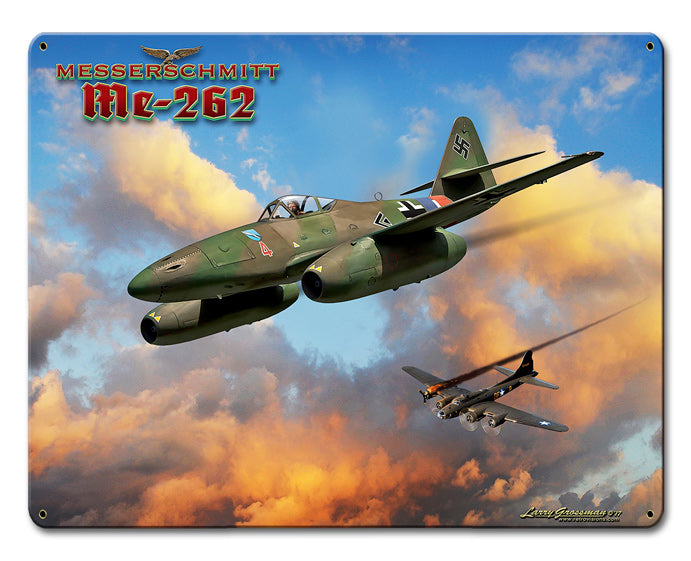 Me-262 Jet, Military, Metal Sign, Wall Art, 12 X 15 Inches