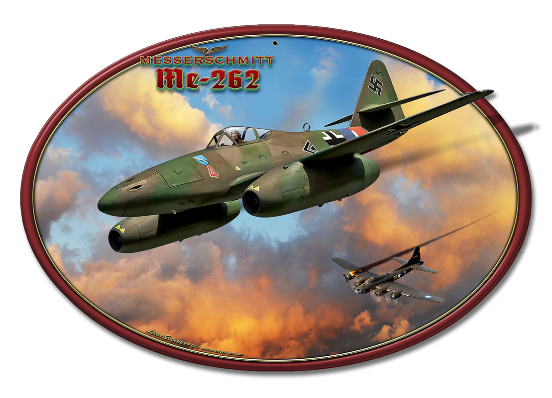 Me-262 Jet Vintage Sign, Military, Metal Sign, Wall Art, 20 X 13 Inches