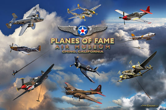 LG879 - PLANES OF FAME, Automotive, Metal Sign, Wall Art, 18 X 12 Inches
