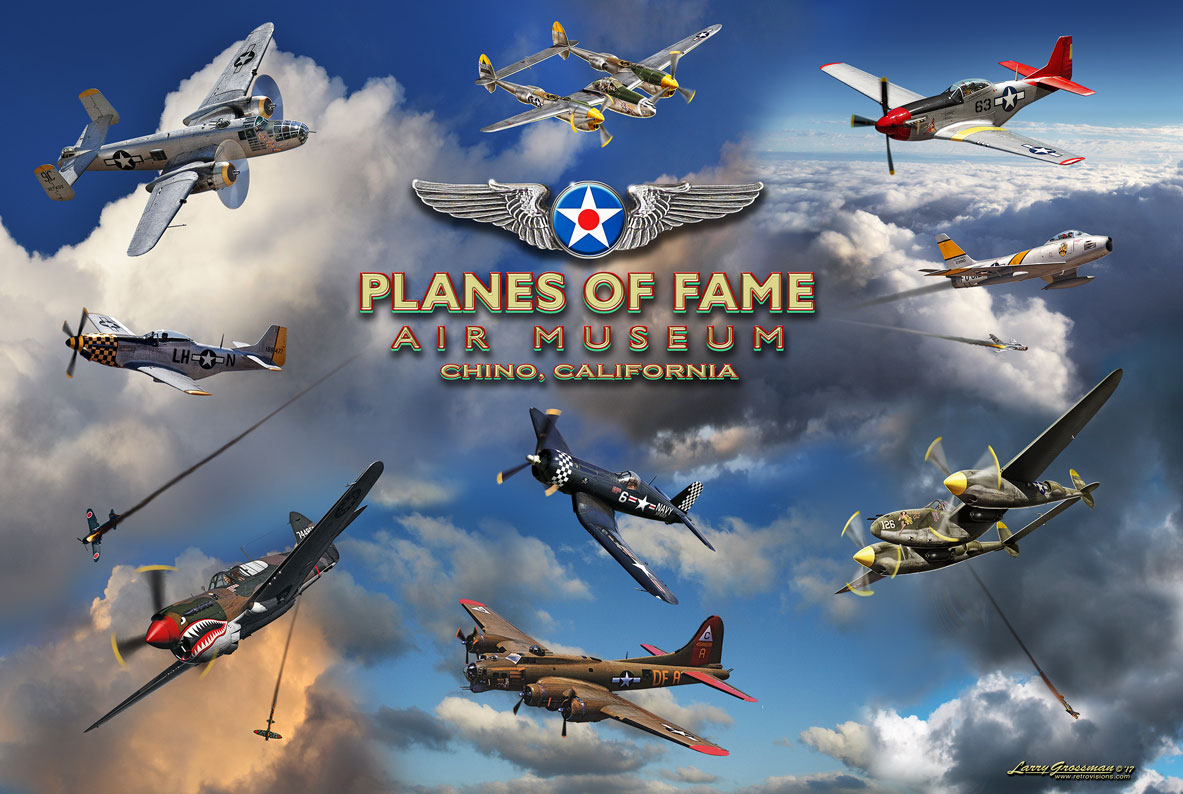 LG881 - PLANES OF FAME, Automotive, Metal Sign, Wall Art, 24 X 36 Inches