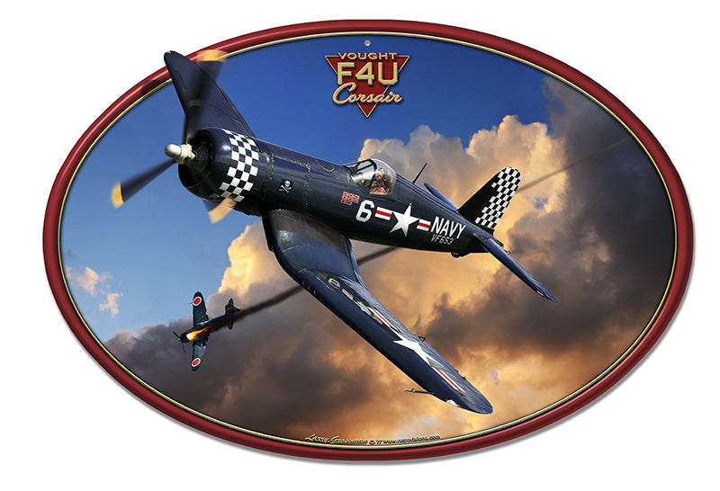 Corsair F4U, Aviation, Metal Sign, Wall Art, 20 X 13 Inches
