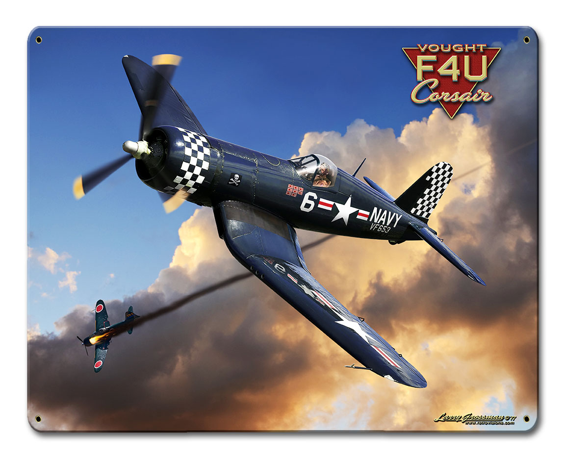 Corsair F4U, Aviation, Metal Sign, Wall Art, 15 X 12 Inches