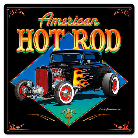 American Hot Rod '32, Automotive, Metal Sign, Wall Art, 24 X 24 Inches