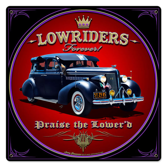 Lowriders Forever, Automotive, Metal Sign, Wall Art, 24 X 24 Inches