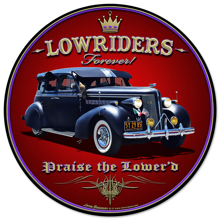 Lowriders Forever, Automotive, Metal Sign 1, Wall Art, 14 X 14 Inches