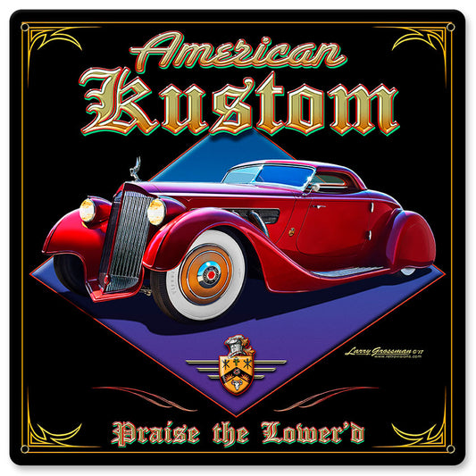 American Kustom, Automotive, Metal Sign, Wall Art, 12 X 12 Inches