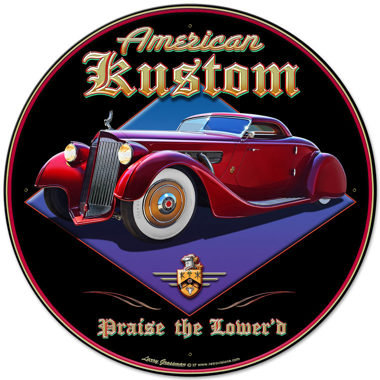 American Kustom, Automotive, Metal Sign, Wall Art, 28 X 28 Inches